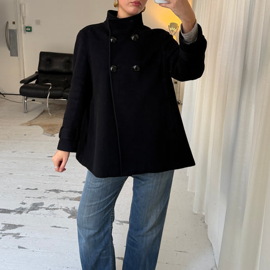 Jaeger Angora Wool Funnel Neck Peacoat