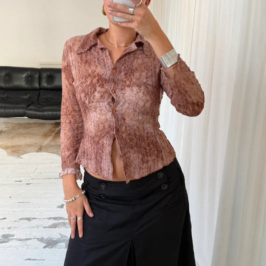Italian Vintage Sheer Lace Shirt