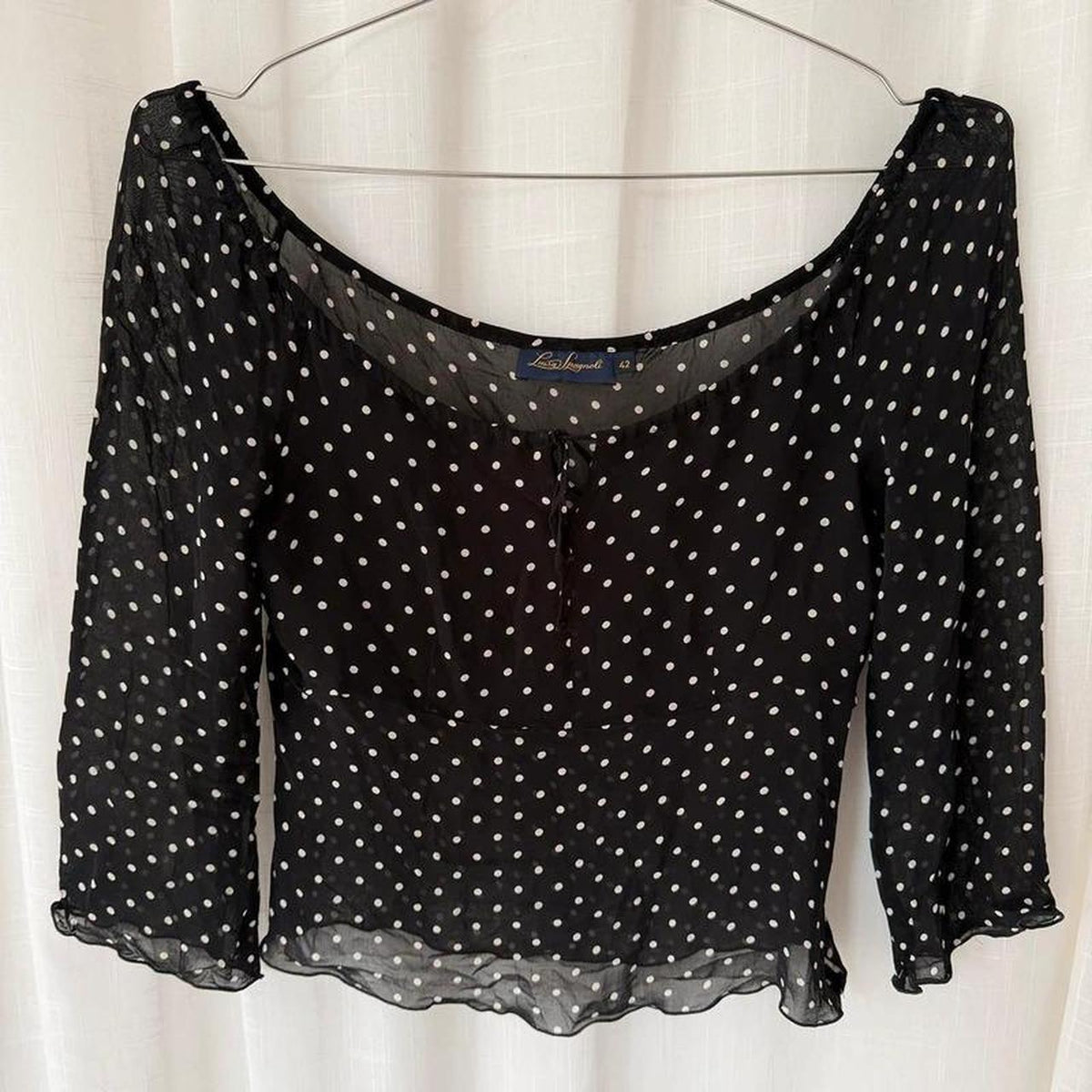 Luisa Spagnoli Polka Dot Mesh Top