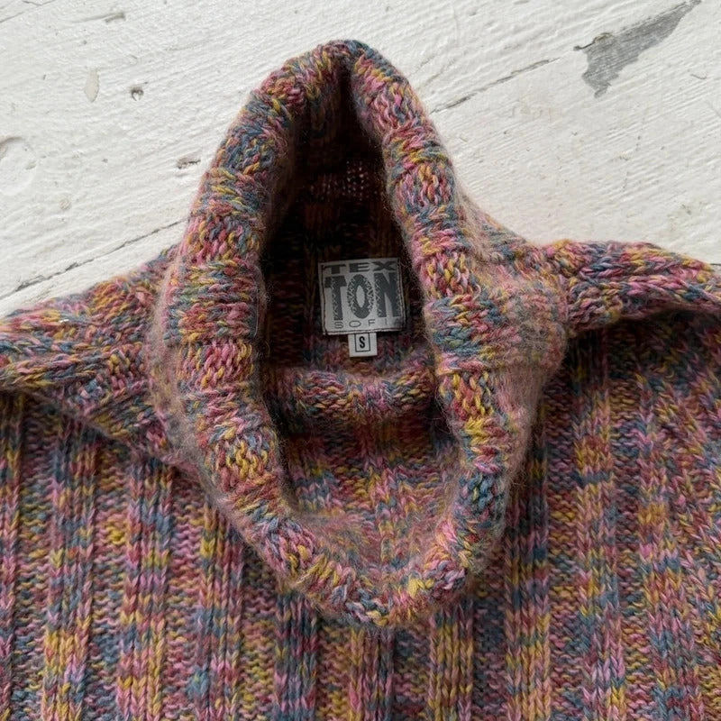 Multicolour Space Dye Wool Rollneck Jumper