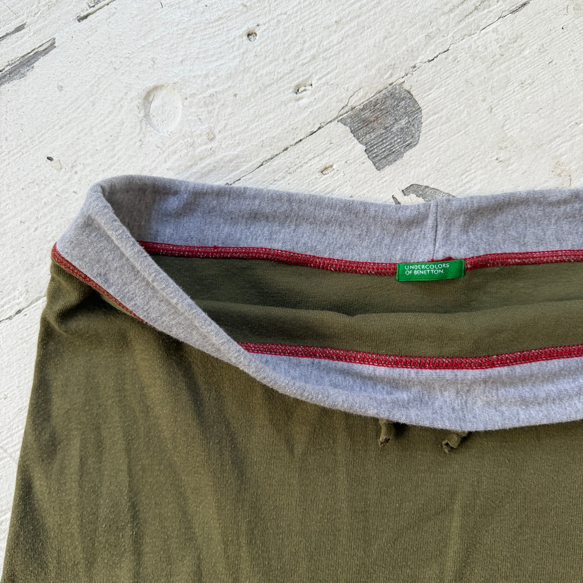 2000s Khaki Green Graphic Jersey Midi Skirt