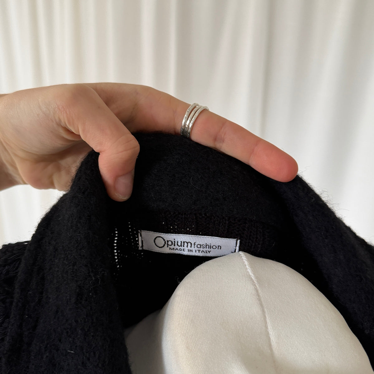 Vintage Black Ruffle Wool Knit Cardigan