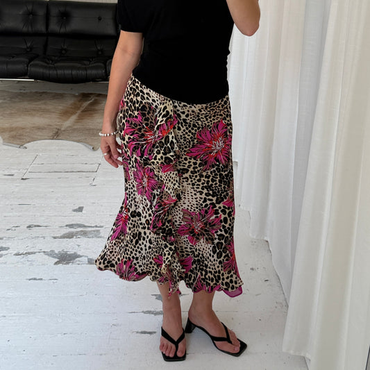 Silk Ruffle Midi Skirt