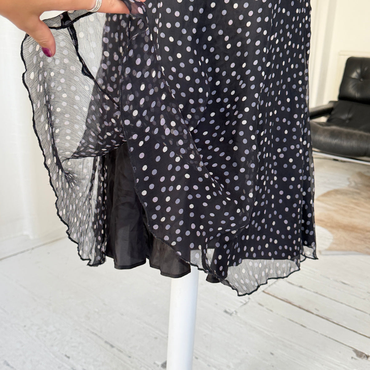 Polka Dot Silk Midi Dress