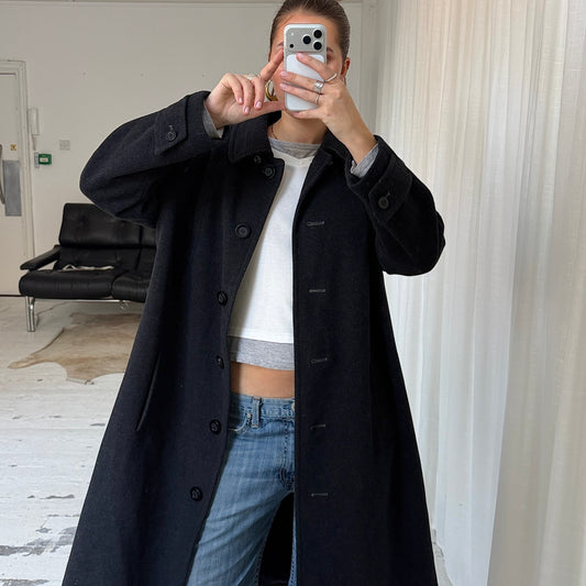 Charcoal Grey Wool & Cashmere Overcoat