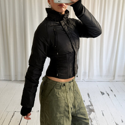 2000s Corset Waist Structured Nylon Jacket