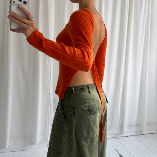 Orange Mohair Backless Knit Jumper