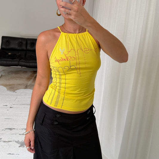 Yellow Graphic Halterneck Top
