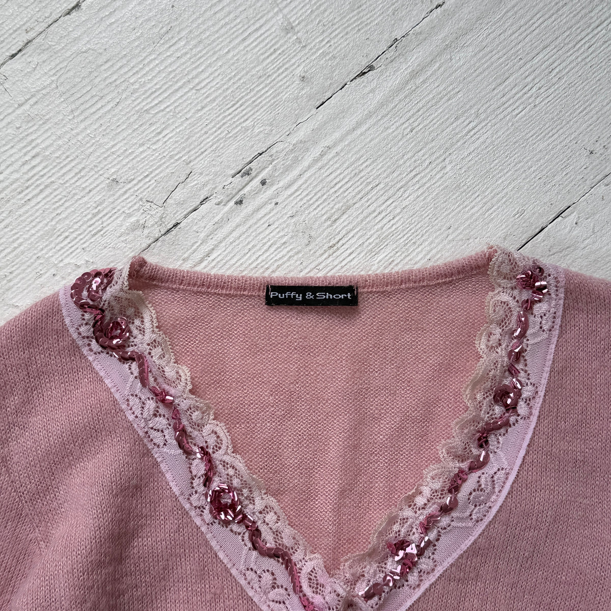 Pink Mohair & Wool Wrap Knit Top