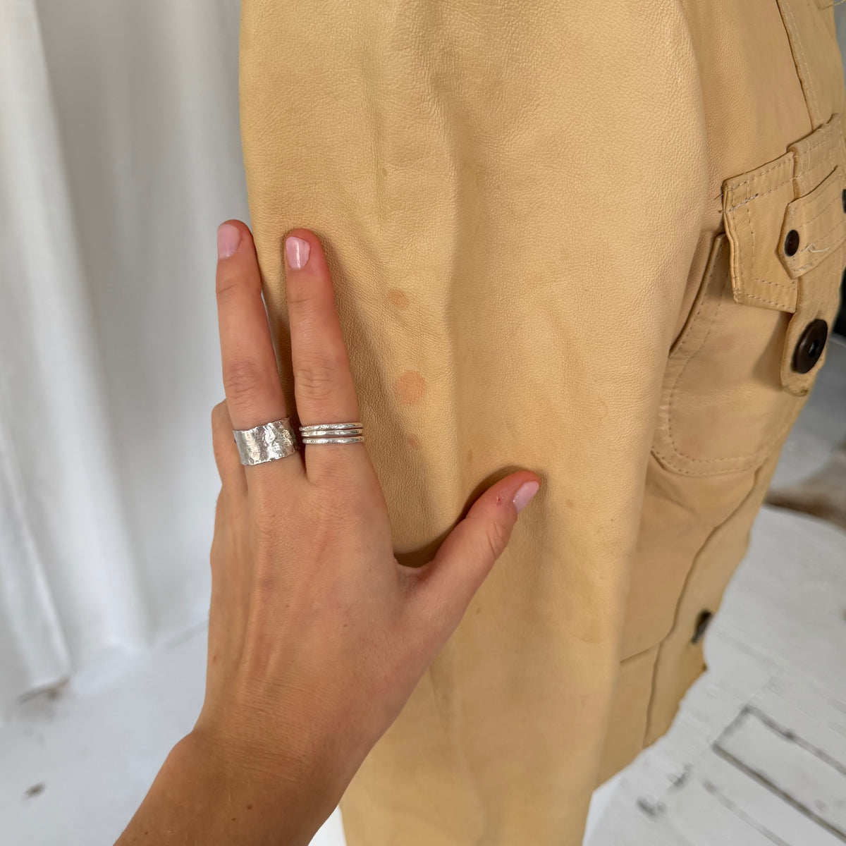 Beige Leather & Linen Jacket