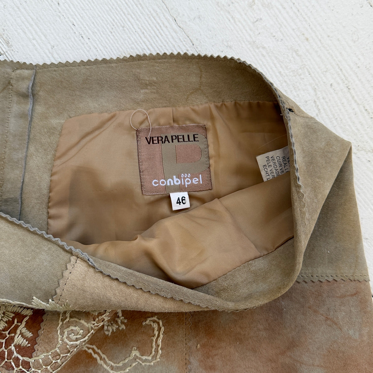 Italian Vintage Patchwork Suede Leather Skirt