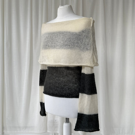 Mohair Striped Bardot Knit Jumper