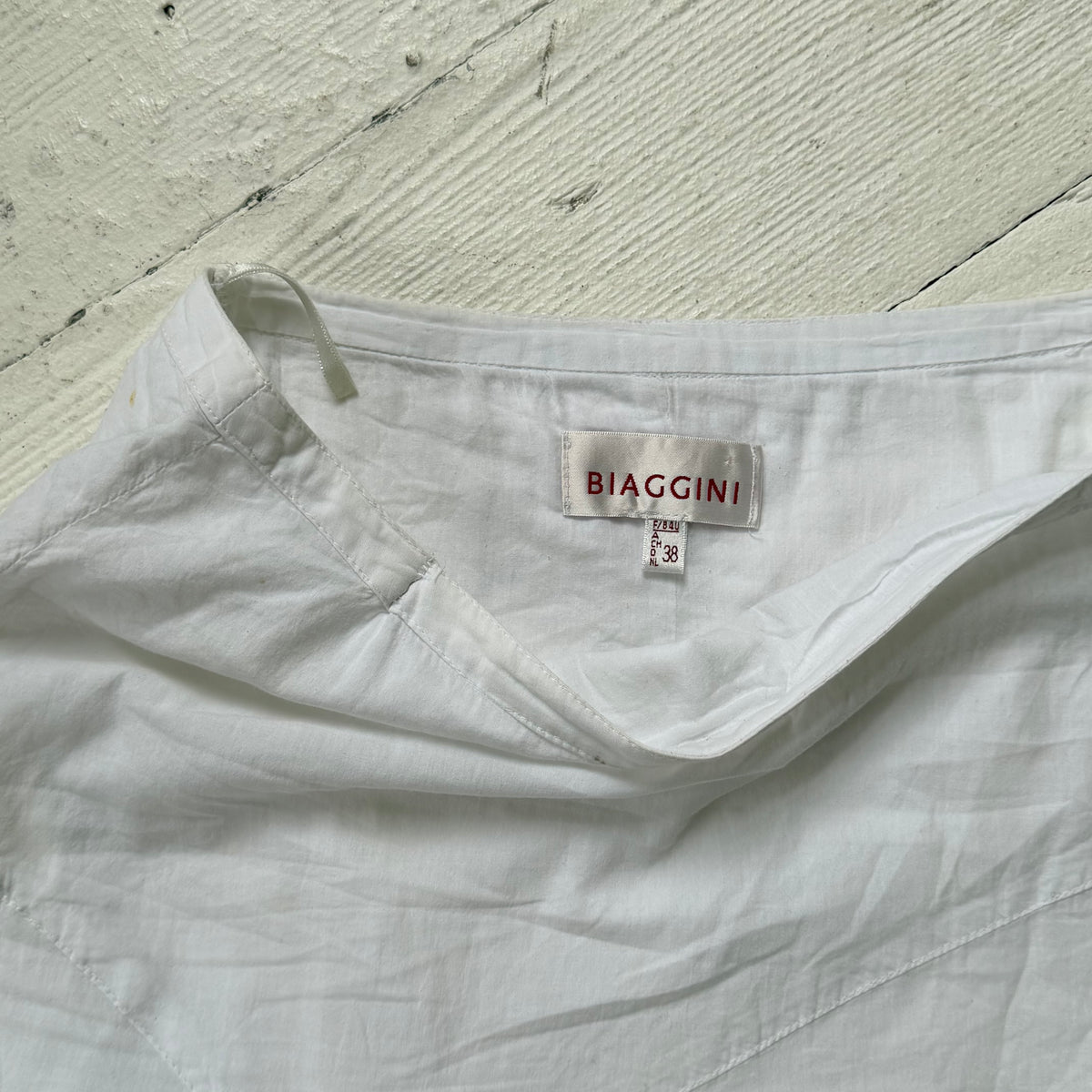 2000s White Cotton Pleated Midi Skirt