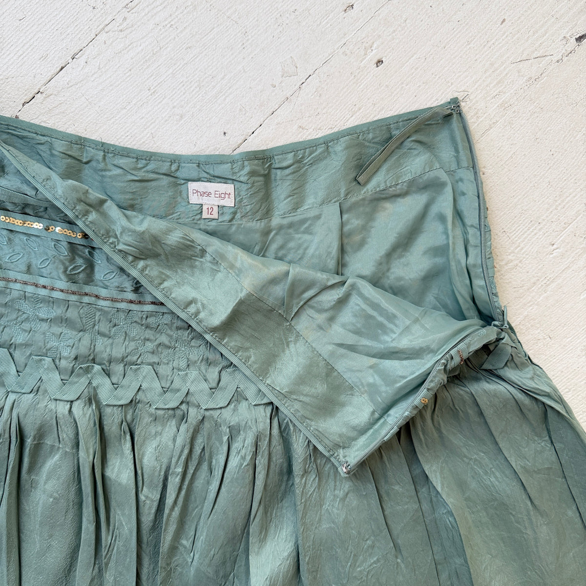 Light Blue Pleated Silk Skirt