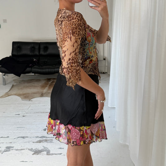Italian Vintage Leopard Print Tie Bolero