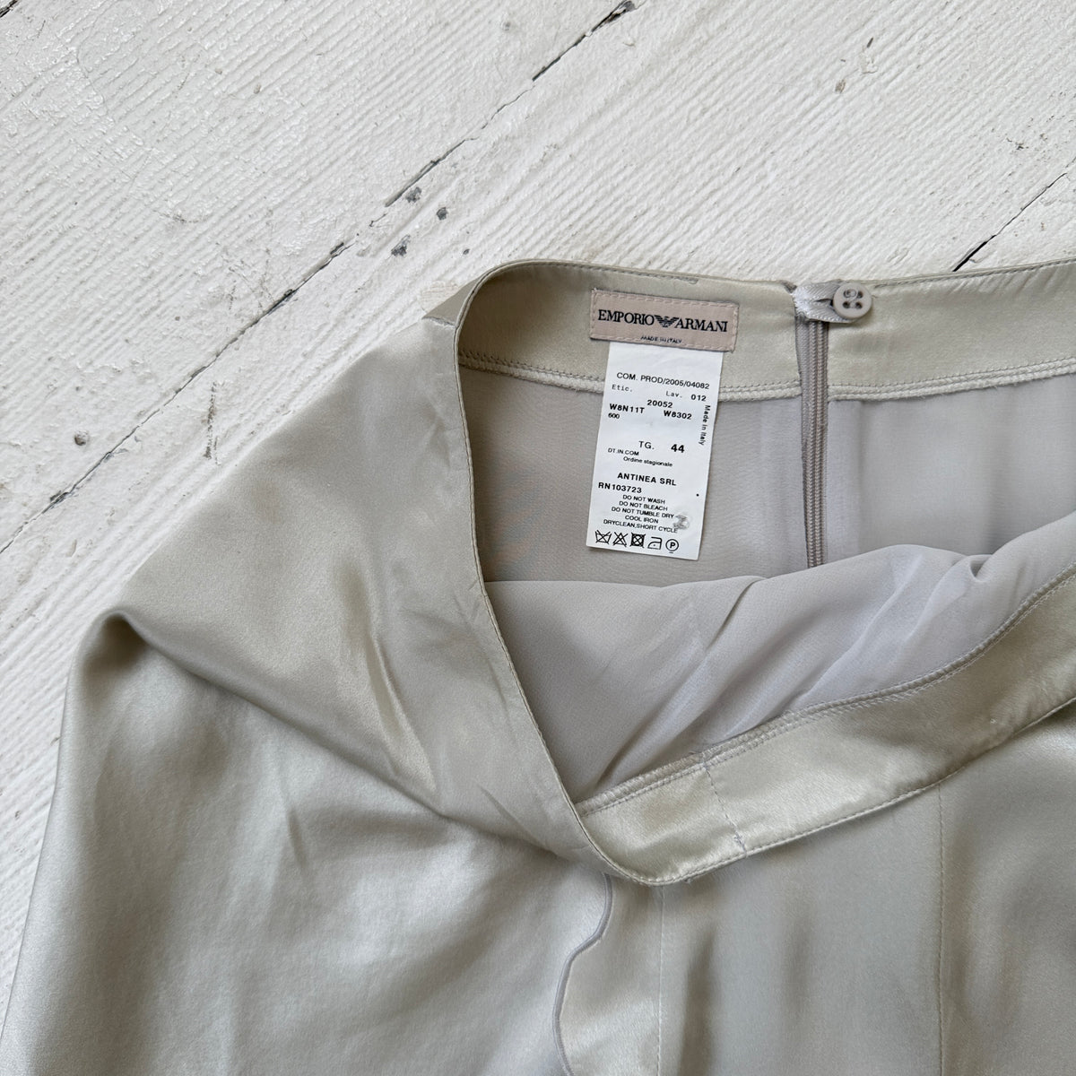 Silver Emporio Armani Silk Midi Skirt