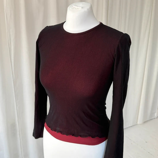Black Layered Mesh Long Sleeve Top