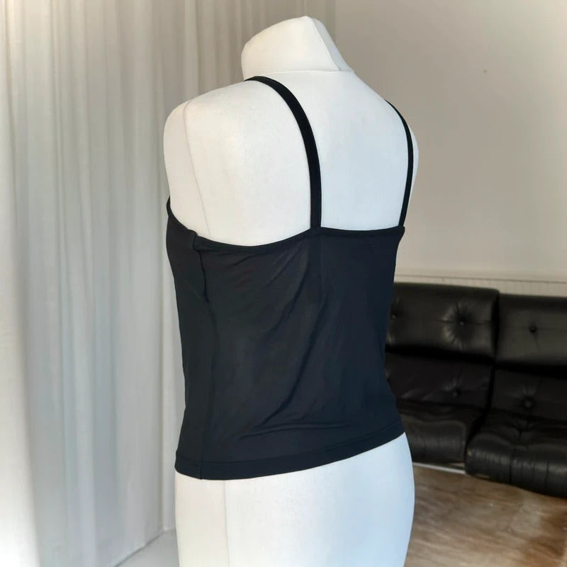 1990s Minimal Black O-Ring Halter Top