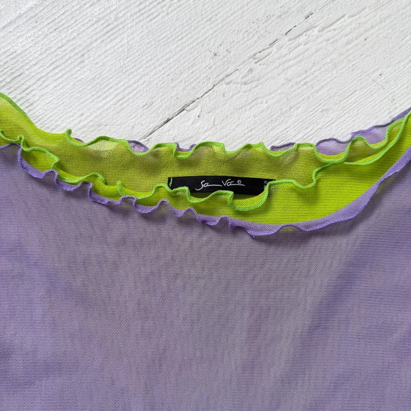 2000s Layered Micro Mesh Lettuce Hem Top