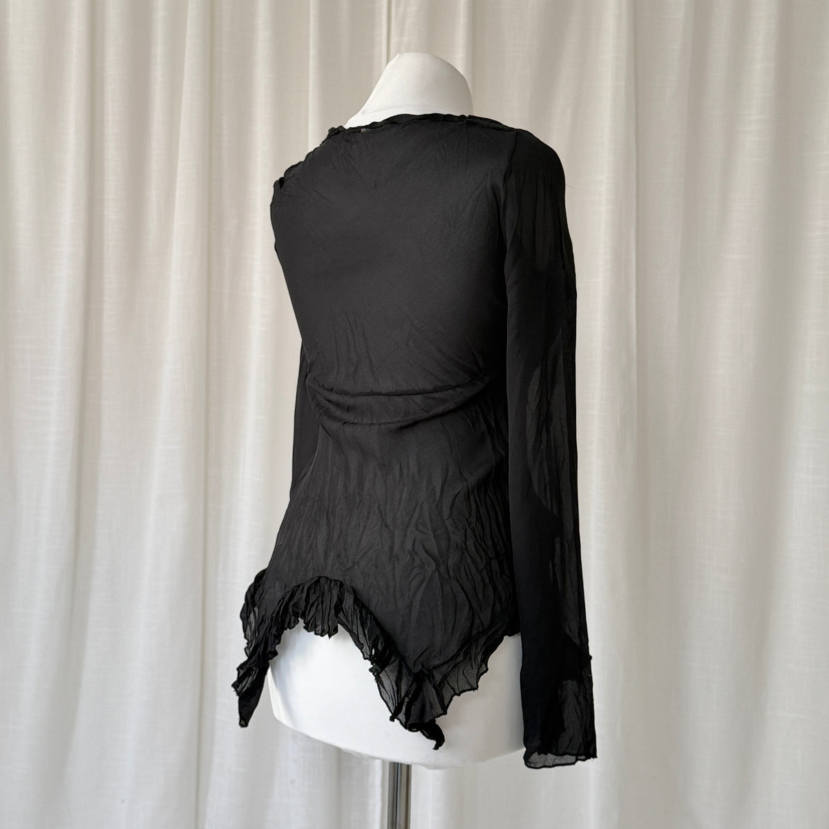 Italian Vintage Sheer Mesh Ruffle Top