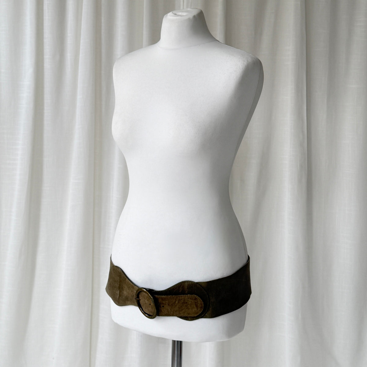 1990s Chunky Khaki Leather Belt