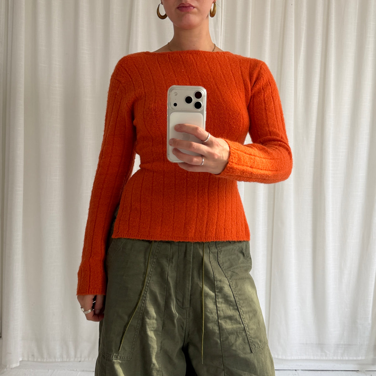 Orange Mohair Backless Knit Jumper