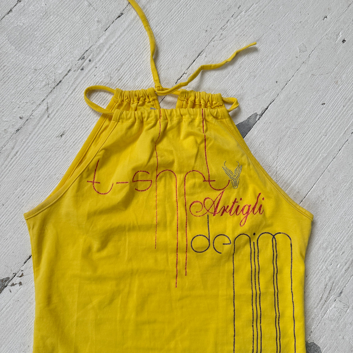 Yellow Graphic Halterneck Top