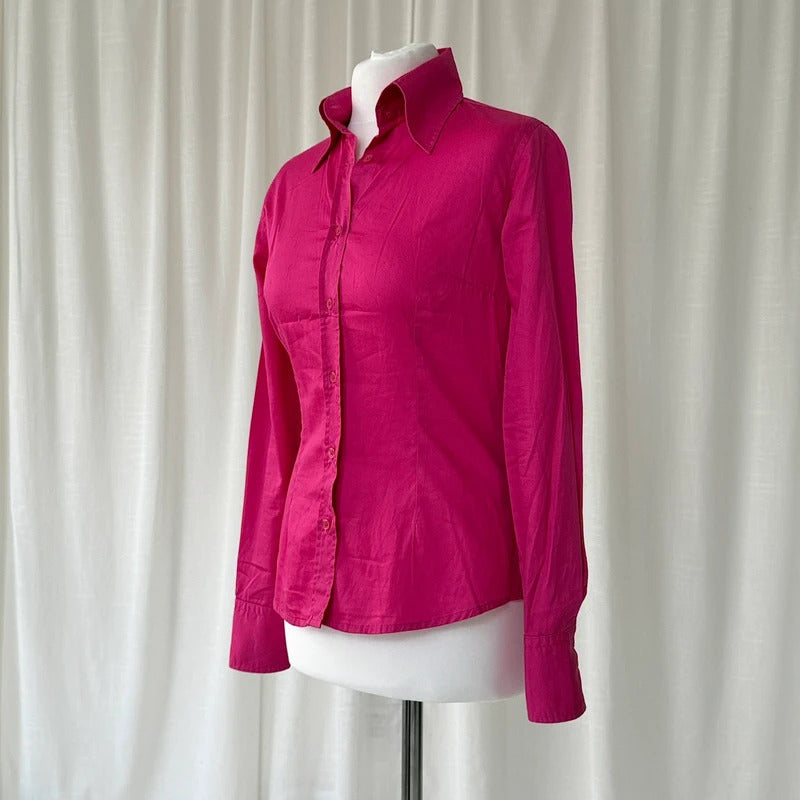 Hot Pink Tailored Cotton Shirt