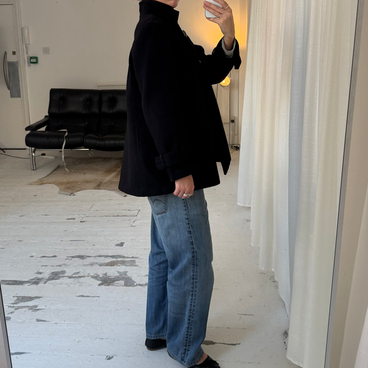 Jaeger Angora Wool Funnel Neck Peacoat
