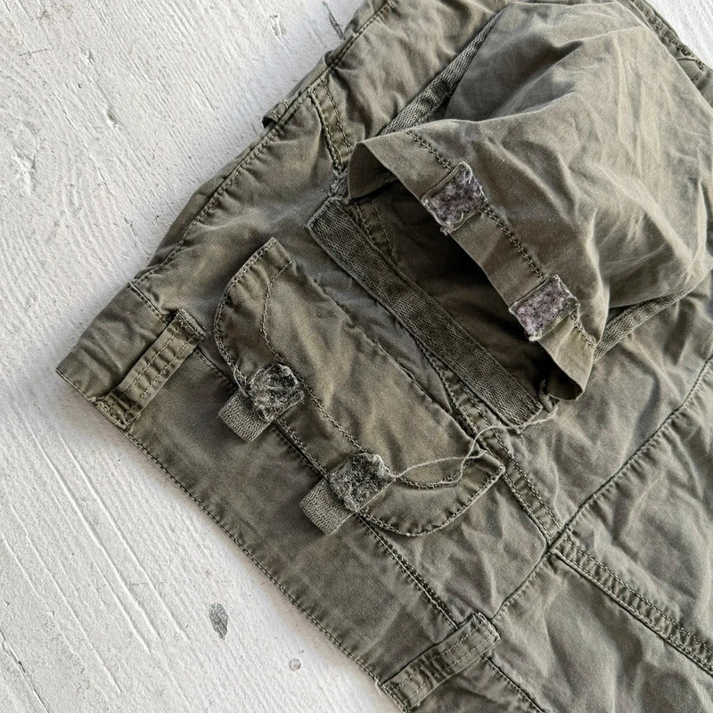 2000s Khaki Cargo Utility Mini Skirt