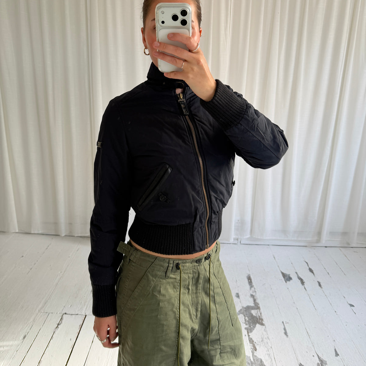 2000s Navy Padded Utility Bomber Jacket