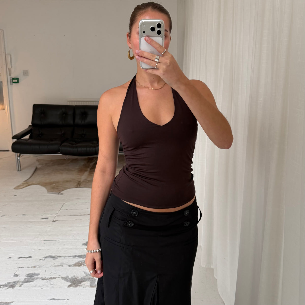 1990s Brown Halterneck Top