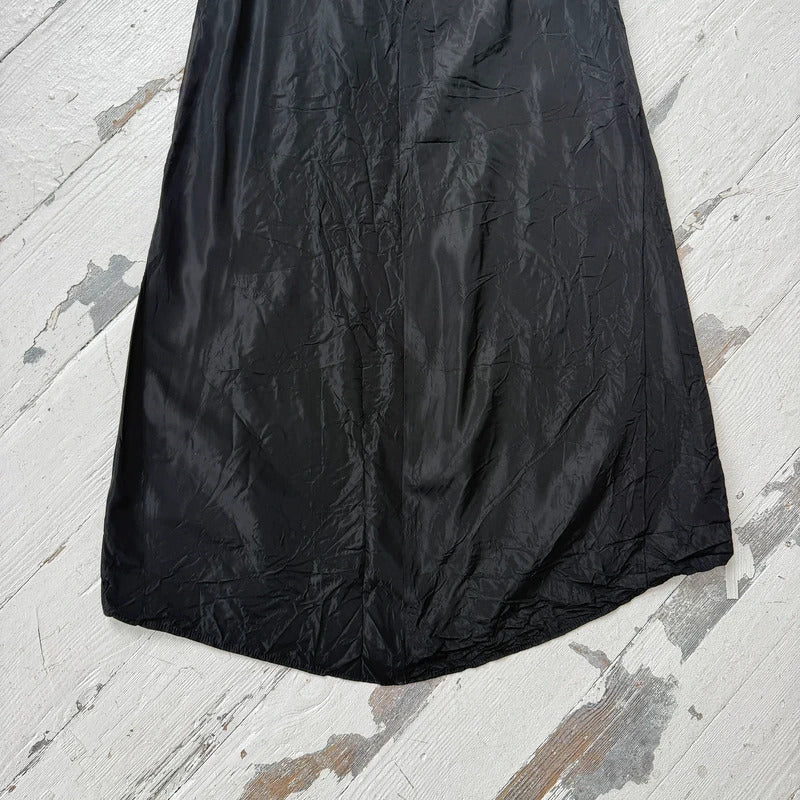 90s Black Nylon Maxi Skirt