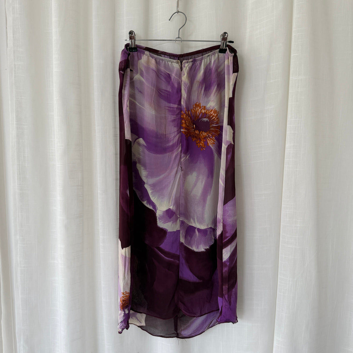 Purple Floral Strapless Midi Dress