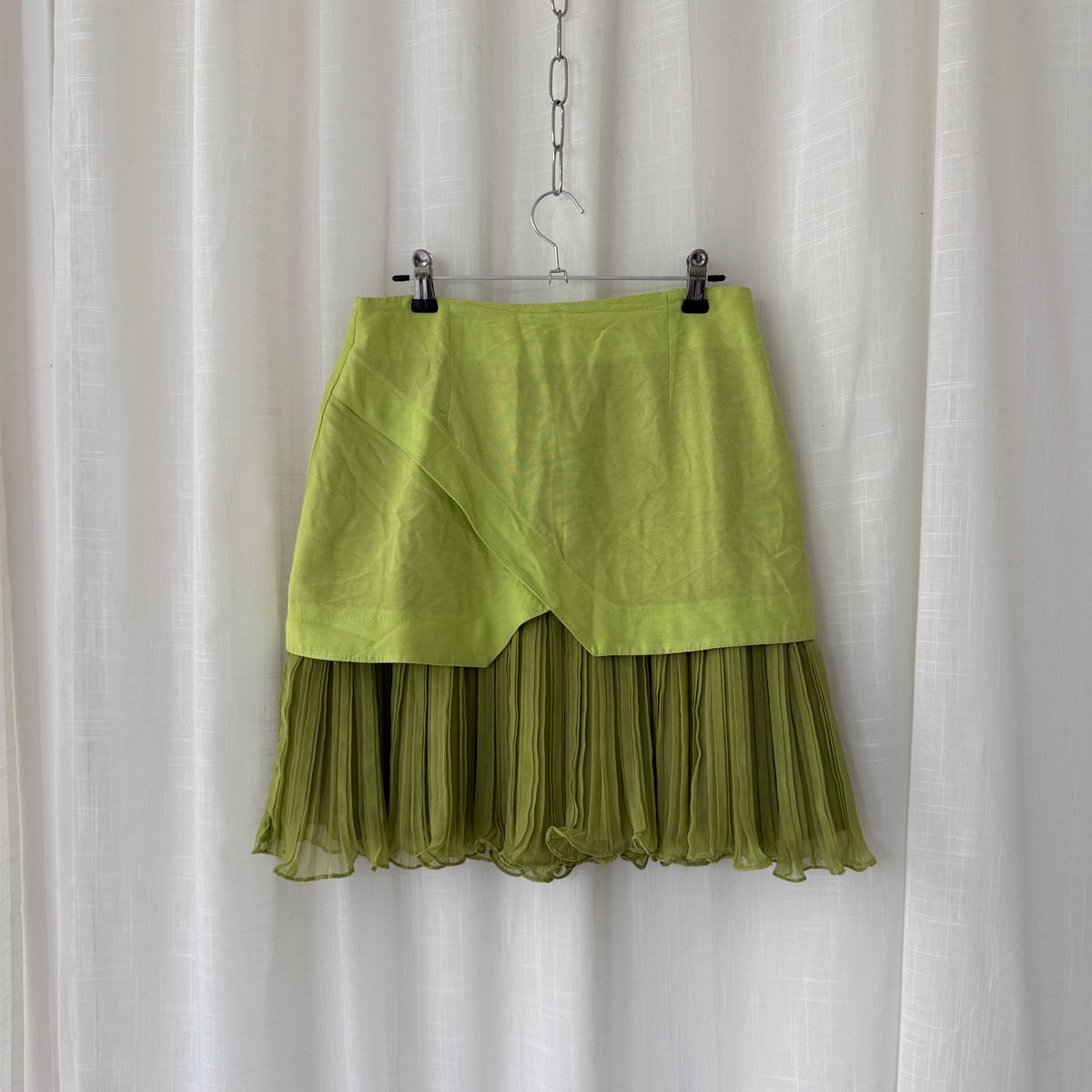 Lime Green Pleated Mini Skirt