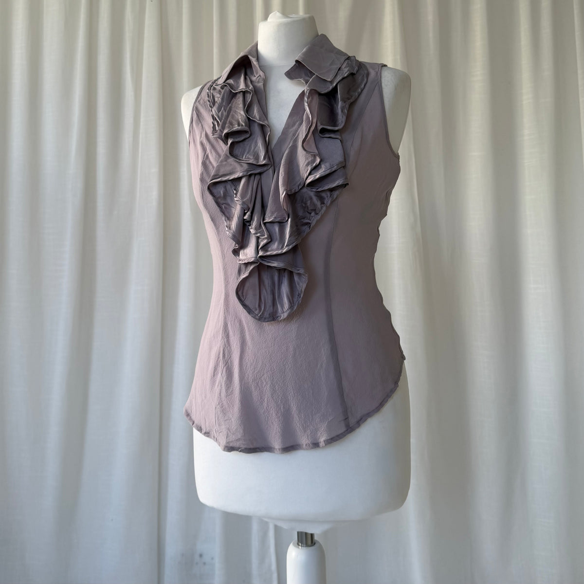 Silk Ruffle Sleeveless Blouse