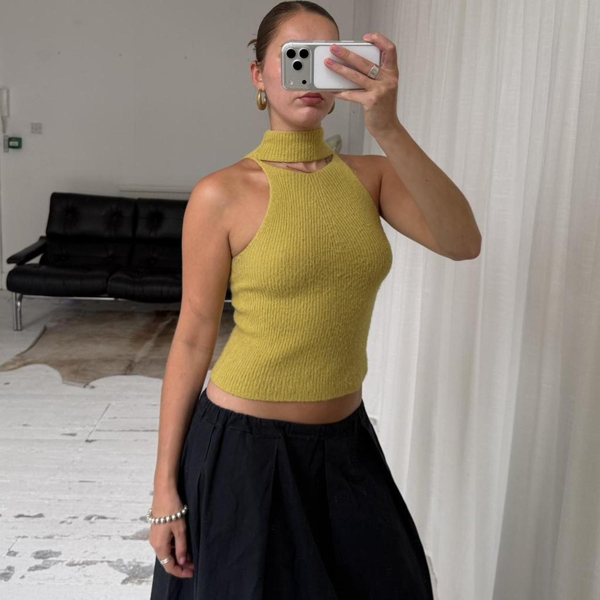 Lime Green Mohair Knit Top