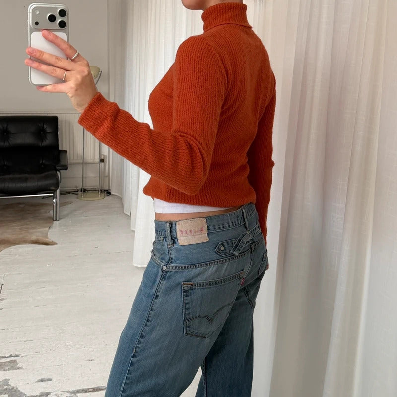 Orange Rollneck Knit Jumper