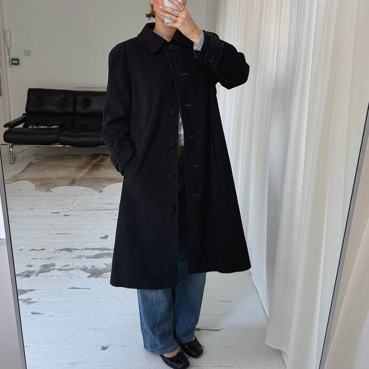 Charcoal Grey Wool & Cashmere Overcoat