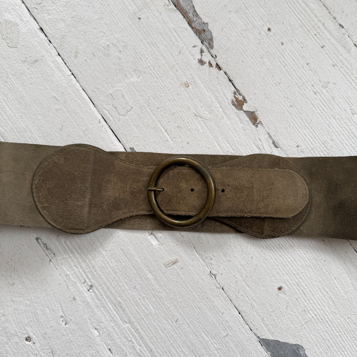 1990s Chunky Khaki Leather Belt