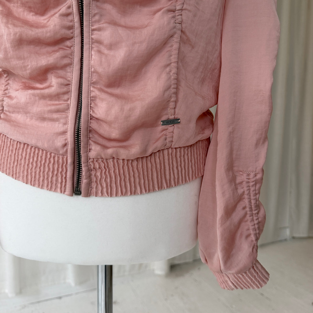 2000s Guess Pink Ruched Bomber Jacket