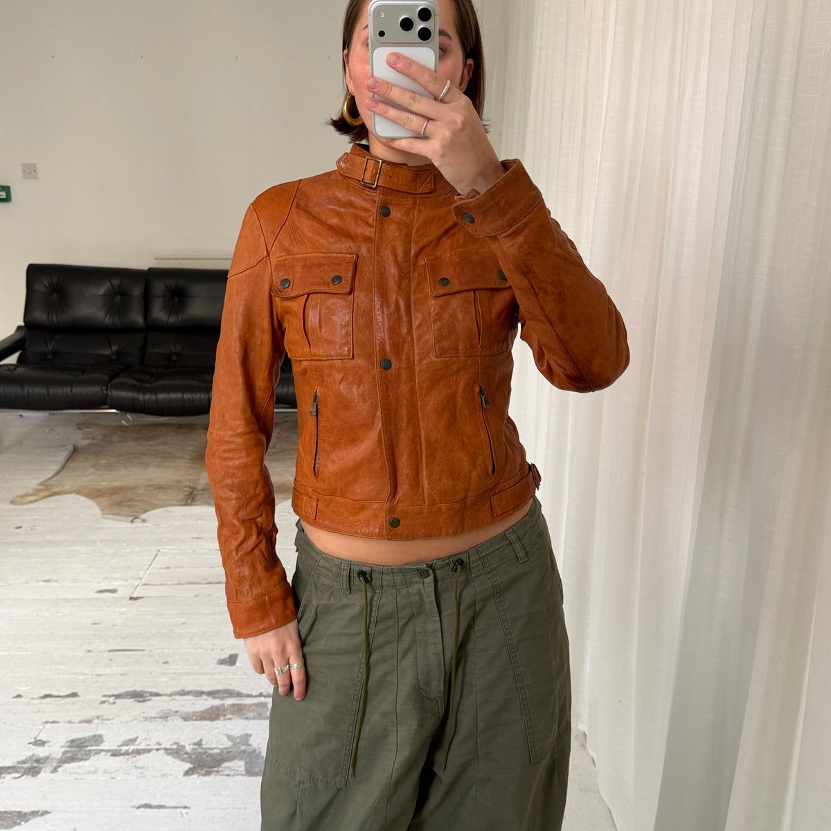 Italian Vintage Leather Biker Jacket