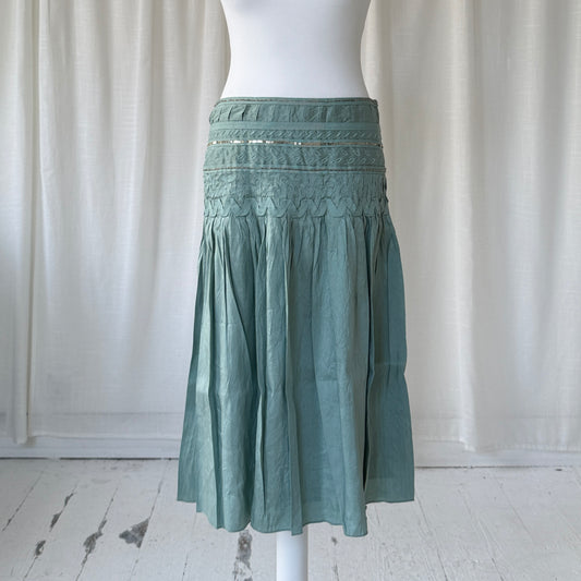 Light Blue Pleated Silk Skirt