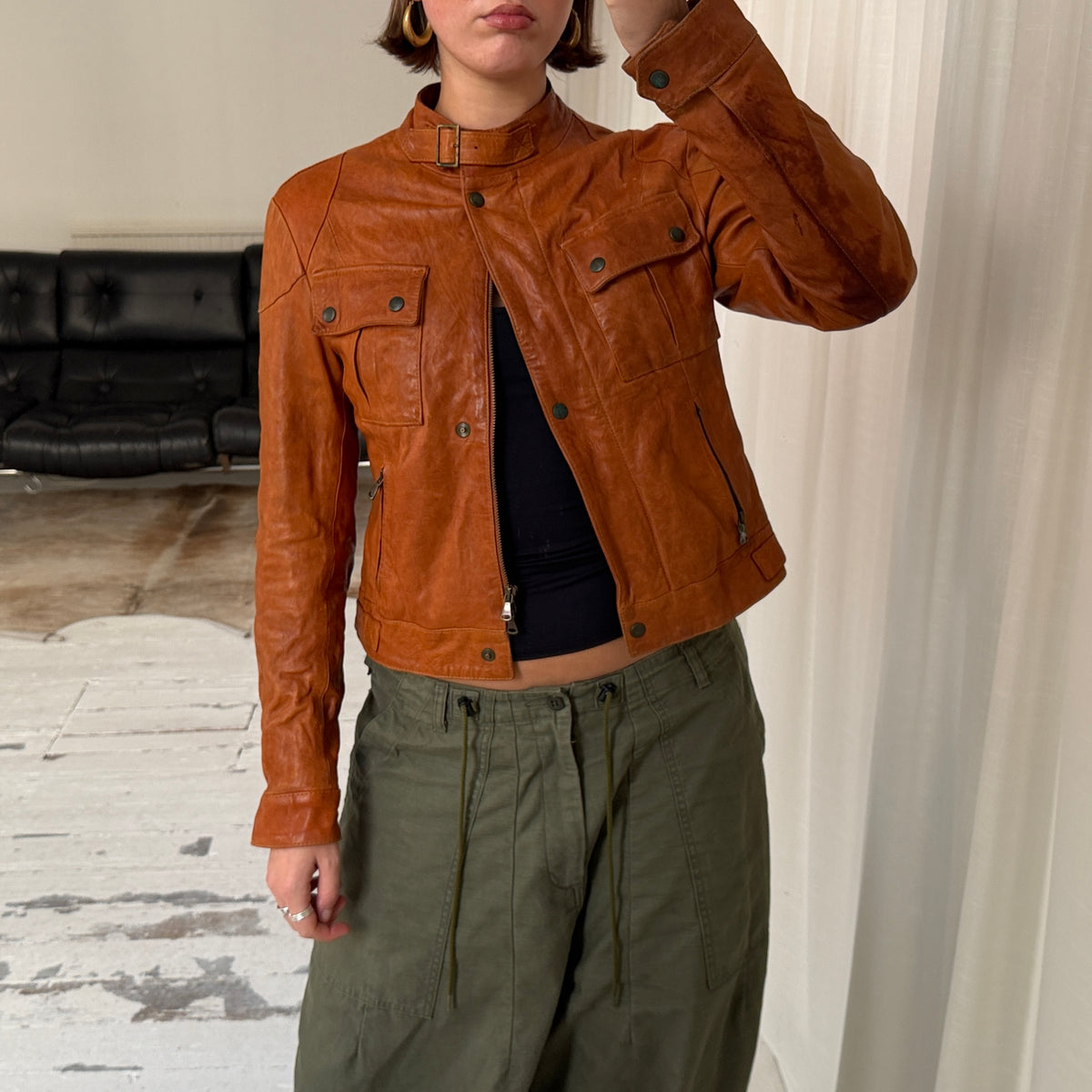 Italian Vintage Leather Biker Jacket