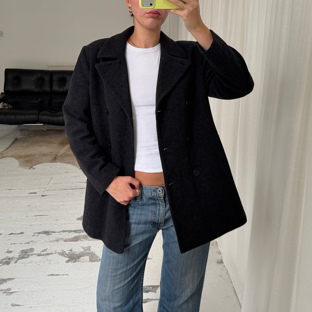 Charcoal Grey Wool Peacoat