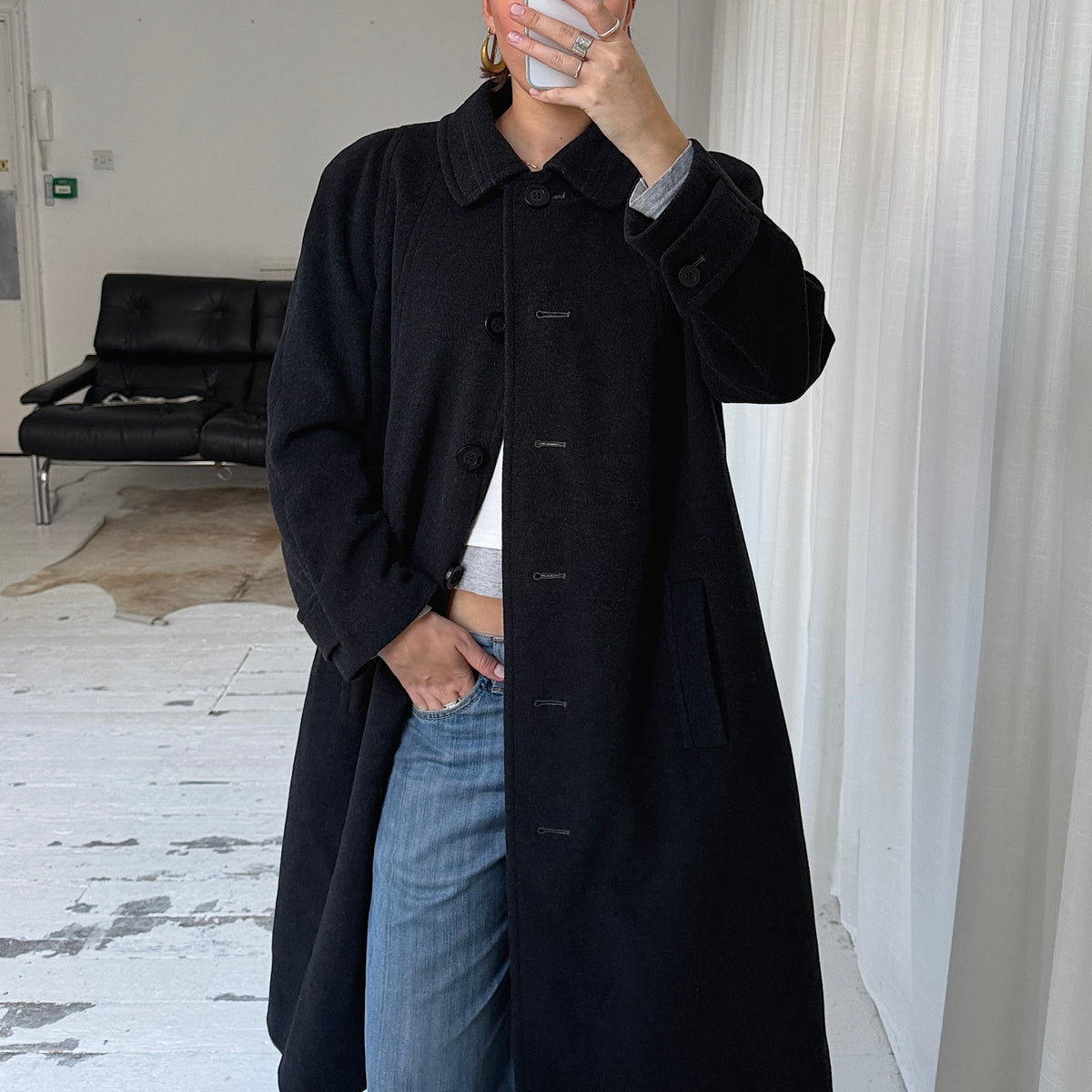 Charcoal Grey Wool & Cashmere Overcoat