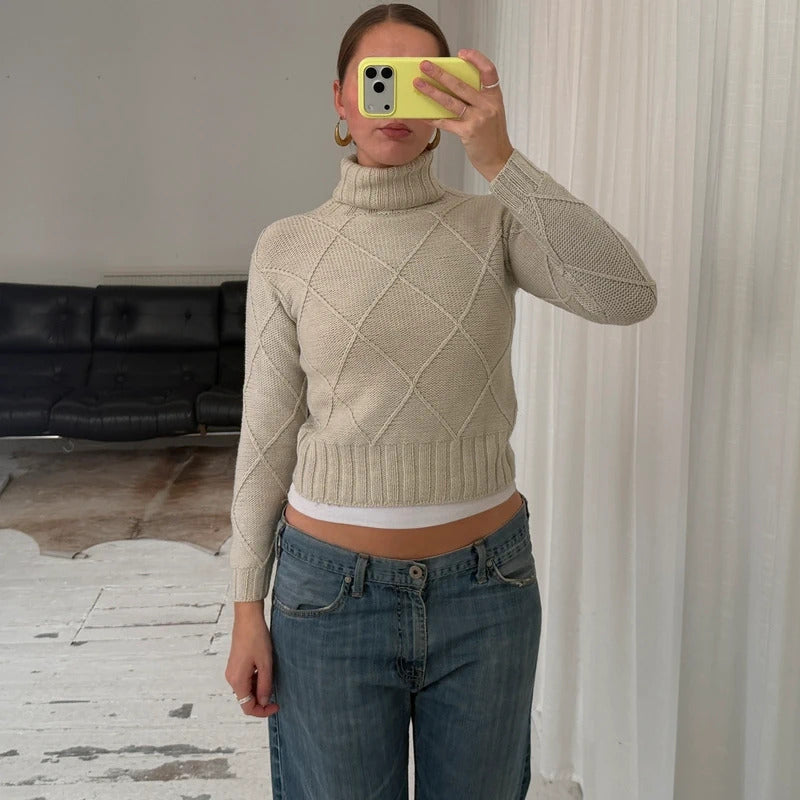 Cream Knit Rollneck Jumper
