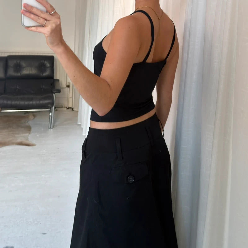 1990s Minimal Black O-Ring Halter Top