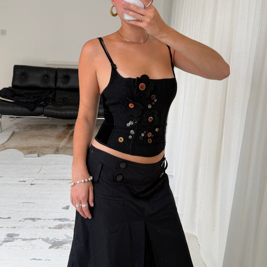 Italian Vintage Wool Blend Floral Corset Top
