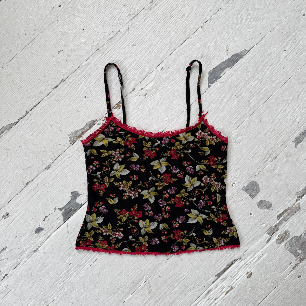 Floral Lace Trim Cami Top